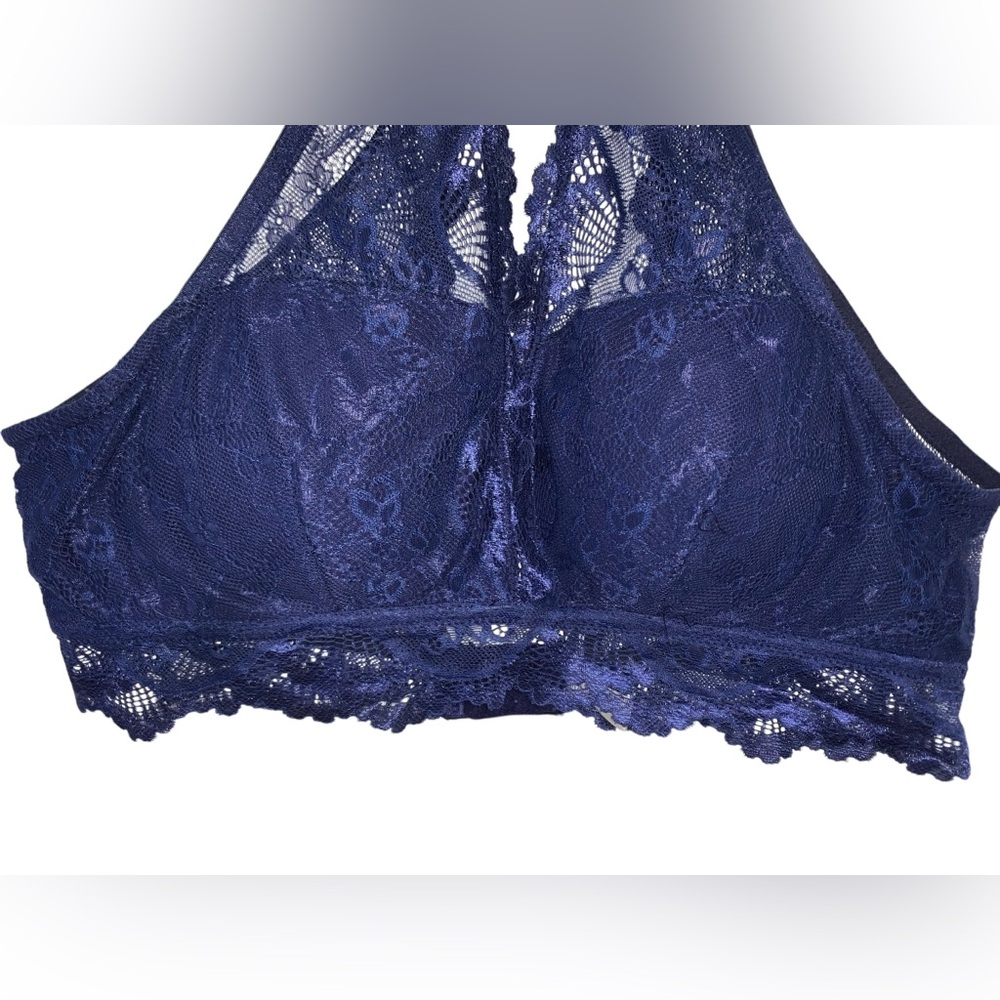 Shekini Halter Lace Bra with Padding Blue Size L - Picture 2 of 8
